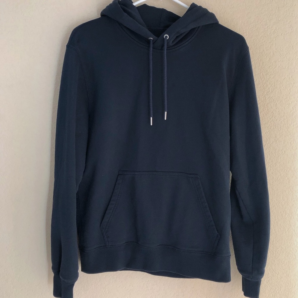 Everlane Unisex Uniform Hoodie Sweatshirt Pullover Terry Navy Blue - Picture 1 of 5